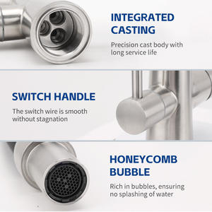 Filigrane d'approvisionnement d'usine 3 voies filtre à <span class=keywords><strong>eau</strong></span> <span class=keywords><strong>robinet</strong></span> à boire <span class=keywords><strong>robinet</strong></span> extractible filigrane robinets en acier inoxydable <span class=keywords><strong>robinet</strong></span> de cuisine - Product Image 3