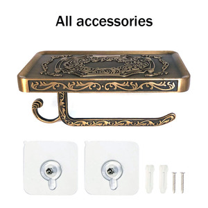 <span class=keywords><strong>WC</strong></span> <span class=keywords><strong>porte</strong></span>-serviettes en papier Antique salle de bains <span class=keywords><strong>porte</strong></span>-mouchoirs <span class=keywords><strong>mural</strong></span> en aluminium 3M sans clou avec crochet <span class=keywords><strong>porte</strong></span>-papier toilette - Product Image 5