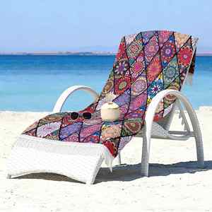 Serviette <span class=keywords><strong>de</strong></span> plage bohème en microfibre avec pompons, serviette <span class=keywords><strong>de</strong></span> <span class=keywords><strong>bain</strong></span> bohème sans sable à séchage rapide pour le yoga, la natation et les voyages d'été - Product Image 3