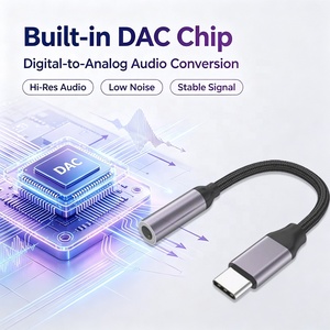 Cable <span class=keywords><strong>Adaptador</strong></span> de Audio Digital Tipo-C <span class=keywords><strong>a</strong></span> Conector para Auriculares de 3.5mm con Cable Trenzado de Nailon y Carcasa de Aleación de Aluminio - Product Image 3
