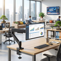 Groothandel goedkope zwart kunststof gecoate ijzeren computermonitorstandaard met verstelbare multi-hoek 90 graden kantelfunctie nieuw 17-32 inch