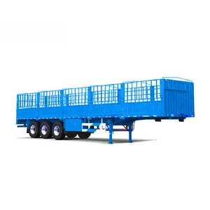 Factory Warehouse 3 Axle Fence Truck Trailer Load 80Tons Goods Side Wall Stake Transport Animal Fence Cargo Semi Truck Trailer
