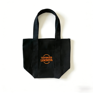 Sac fourre-tout en toile de coton durable avec fermeture éclair, taille et couleur personnalisables, design contrastant, logo brodé, poignée longue, pour le shopping - Product Image 1