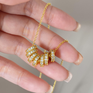 Micro Paved Cubic Zirconia 18K Gold Plated Multi Rolling Charm Zircon Pendant Necklaces for Women - Product Image 3
