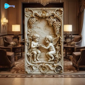 Escultura <span class=keywords><strong>de</strong></span> Pared en Relieve <span class=keywords><strong>de</strong></span> Bronce <span class=keywords><strong>de</strong></span> <span class=keywords><strong>la</strong></span> Virgen con el Niño y Querubines, Panel Decorativo <span class=keywords><strong>de</strong></span> Arte Cristiano Sagrado - Product Image 1