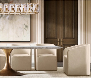 Table à manger rectangulaire en marbre aéro moderne 2024, table à manger en acier inoxydable pour restaurant - Product Image 2