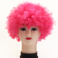 120G pas cher Afro synthétique perruques Football Fans perruque coloré cheveux bouclés fête drôle moelleux cheveux Clown perruque