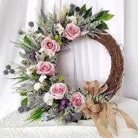 Rose artificielle en soie rose poudré à volants, faite à la main, de haute qualité, toucher réel, pour décoration de table de mariage ou de fête