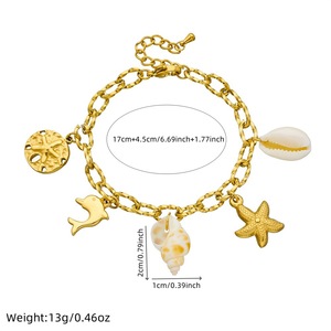 Fashionable Gold Plated Dolphin Starfish Seashell Charm Bracelet Women's Ocean Theme Jewelry Gift - Product Image 4