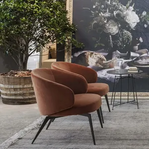 İtalya minimalist tasarım deri turuncu beyaz zarif otel oturma odası mobilya kanepe sandalye accent sandalye modern