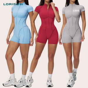 Combinaison pour femme LORISOW, manches courtes, demi-zip, yoga, gym, body, vêtements de fitness, une pièce - Product Image 1