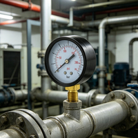 2.5" Dial 0-16bar Dual Scale Brass Radial Bottom Mount Pressure Gauge for Air Compressor Water Treatment Industrial Pipeline