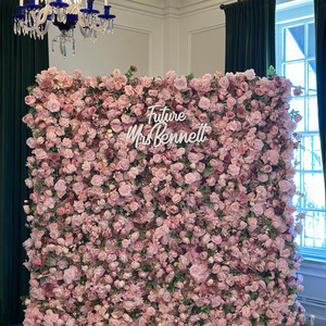HK-FW002 wedding 8*8ft silk 3d panel wedding artificial backdrop <b>Flower</b> <b>Wall</b> curtain roll up <b>Flower</b> <b>Wall</b> 5d rose <b>Flower</b> <b>Wall</b> - Product Image 2