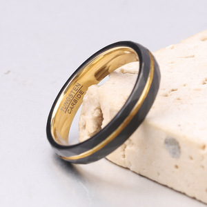 Tungsten Steel <b>Ring</b> 4.6mm Black Diamond Geometric Design Men's Fashion Jewelry Gift - Product Image 3