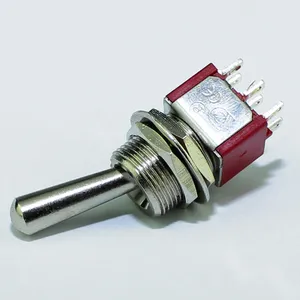 Red Color 6A 125V 6 Pins Toggle Switch DPDT ON-ON Toggle Switch Solder Terminals Large Handle Toggle Switch For Car