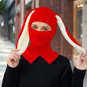 Bonnet tricoté unisexe 2026 avec logo brodé et écharpe à capuche chaude pour le sport – Modèle lapin pour <span class=keywords><strong>femme</strong></span> - Product Image 3