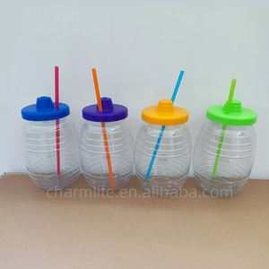 Jarra de Plástico de 16oz/32oz para Jugo de Frutas Tradicional Mexicano, Mini Vitroleros para Aguas Frescas con Pajita y Tapa - Product Image 5