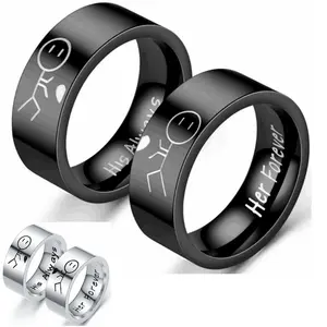 Распродажа, нержавеющая сталь, навсегда, его всегда черные/серебряные кольца для свадьбы и помолвки для влюбленных