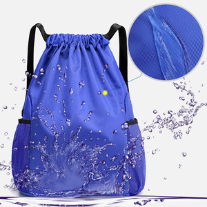Custom Logo Polyester Drawstring Backpack Promotional Bags Foldable Nylon Sport Bag Pack Gym With Inner Pocket