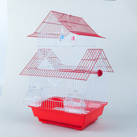 Cage à oiseaux triangulaire en fil de fer, construction respirante en fil de fer, porte à fermeture par pression et plateau en plastique amovible pour l'intérieur et les voyages