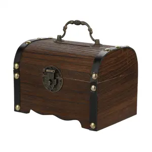 Caja de joyería tallada de madera antigua China, cajas de madera baratas para dinero