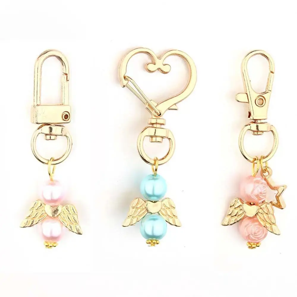 Keychain Baptism Christian Favors Guardian Angel Wings Shape Hanging Pendant for Baby Shower Wedding Communion Party with star
