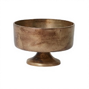 <b>Gold</b> Metal Compote Bowl <b>Gold</b> Compote <b>Vase</b> Distressed Metal <b>Vase</b> Indoor & Outdoor Compote for Events - Product Image 1