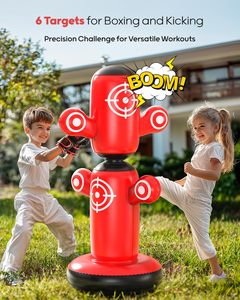 Sac de frappe gonflable rotatif à 360 degrés pour enfants, 64 pouces, ensemble d'entraînement de boxe avec gants, pompe et cibles - Product Image 6