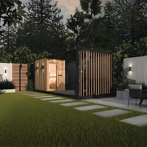 Sauna extérieur en bois <span class=keywords><strong>de</strong></span> petite taille pour <span class=keywords><strong>jardin</strong></span>, vente en gros d'usine, avec porte en <span class=keywords><strong>verre</strong></span> <span class=keywords><strong>trempé</strong></span> - Product Image 4