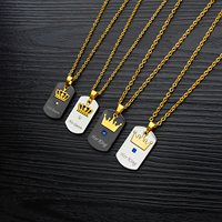 Mode Couple Romantique Son Roi Sa Reine Couronne En Acier Inoxydable Dog Tag Pendentif Collier pour Couple
