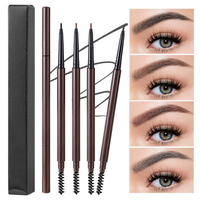 Crayon à sourcils double embout ultra-fin 1,5 mm avec brosse, résistant à l'eau et à la transpiration, neutre, sans logo