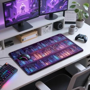 Alfombrilla de Ratón para Juegos Personalizada, Color Morado, Tamaño XXL, Base de Goma Antideslizante, Bordes Cosidos, Extendida, Impermeable - Product Image 2