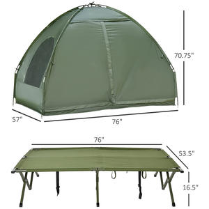 Draagbare Pop-Up Instant 2-persoons Tent Met Verhoogd Campingbed Bed Met Één Slaapkamer Buiten Kampeerstructuur - Product Image 3