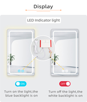 TSP-002D deux boutons Led miroir intelligent gradateur trois couleurs contrôle de la température désembueur antibuée interrupteur tactile pour miroir de salle de bain