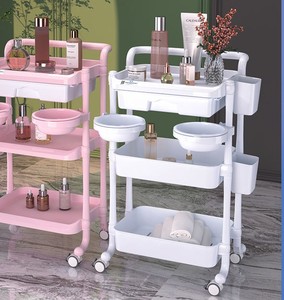 2025 Light Luxury Beauty Hair and Nail Salon Storage <b>Trolley</b> Cart With Locks - Product Image 1
