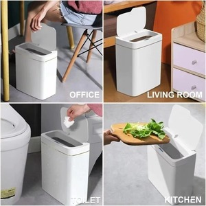 White Plastic Automatic Sensor Trash <b>Bin</b> Rectangular Waterproof Waste Can with Lid for Bathroom Kitchen <b>Bedroom</b> Office - Product Image 3