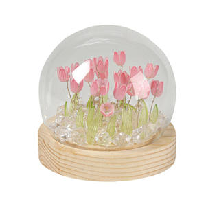 Regalo per Ragazze: <span class=keywords><strong>Lampada</strong></span> Notturna Fai-da-Te a Forma di Tulipano in Vetro, Fiori Artificiali di Rosa e Tulipano con Luce, <span class=keywords><strong>Lampada</strong></span> LED Romantica a Globo Viola/Rosa - Product Image 6