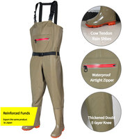 TOPIND Pantalon de pêche renforcé amélioré de conception populaire PVC Wader de pêche imperméable à l'eau