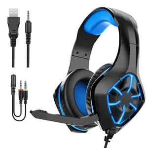 RGB Bunte Lichter Kabel gebundenes Spiel Headset PC Computer Kopfhörer Stereo Kopfhörer mit Mikrofon