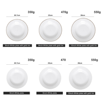 Service d'assiettes en porcelaine fine blanche avec bord doré – Assiettes décoratives modernes pour dîner et soupe