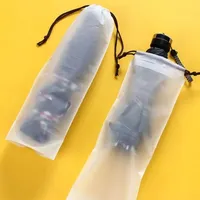 Sac de rangement portable translucide en plastique mat pour parapluie, housse de protection réutilisable avec cordon de serrage pour parapluie