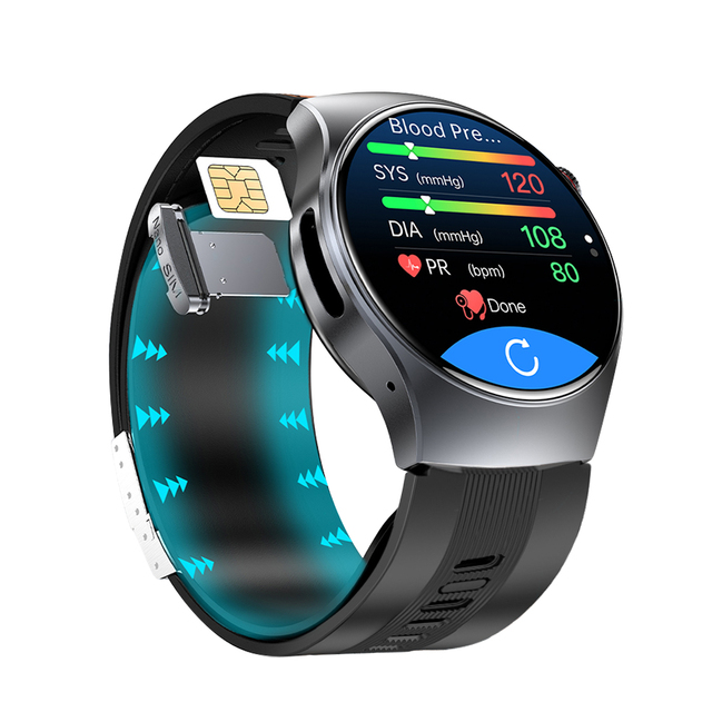4G Smart Watch with Air Pump Blood Pressure Monitoring HD Video Calling ECG Health Analysis HRV Tracking SOS Emergency Alert