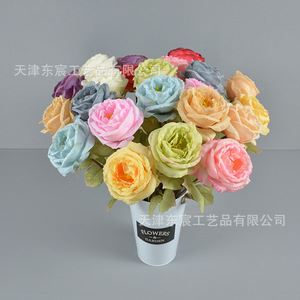 Rose artificielle à tige unique, bords givrés, pour photographie, décoration de mariage, salon, fleurs artificielles - Product Image 1