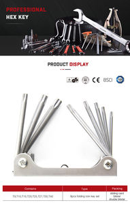 Jeu de clés hexagonales Torx en métal universel 8 pièces T20 T15 outils de bricolage système de mesure métrique personnalisation OEM prise en charge - Product Image 3