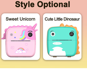 2024 cartone animato unicorno piccolo dinosauro per bambini carino doppia fotocamera Mini foto istantanea in bianco e nero stampa bambini foto giocattolo - Product Image 4