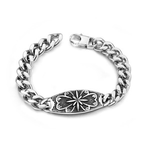 Pulsera Punk de Estrella de Ocho Puntas Estilo Europeo-Americano para Hombre, de Acero de Titanio Fundido con Diseño de Flor de Arroz, Accesorio de Moda CE551 - Product Image 1