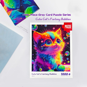 Rompecabezas de mil piezas personalizado con diseño de gatos y bebés, con tablero de selección libre, revestimiento de superficie de elección libre, tabla 1:1 y caja rígida - Product Image 1