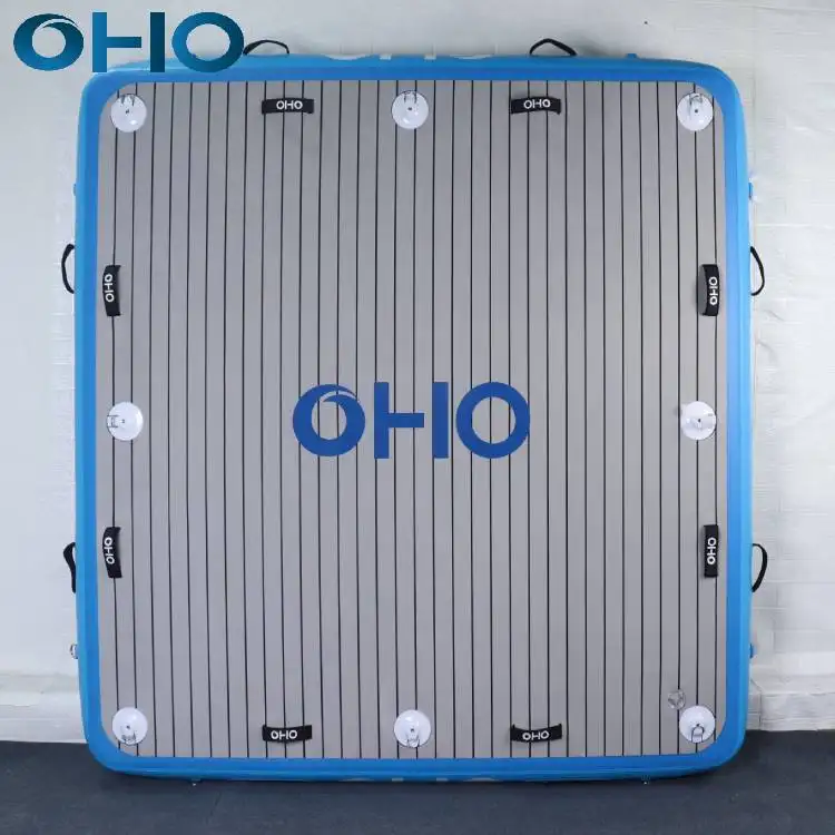 OHO Custom 2m 3m 4m PVC Inflatable Water Platform Swimming Up Air Deck Pontoon Floating Dock for Water Enjoyment on Ocean