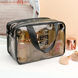 Transparent Double Layer Toiletry Bag Large Capacity Dry Wet Separation Makeup Storage Bag With Handle Rectangle Shape - Product Image 4