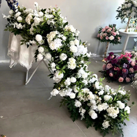 Décoration d'allée pour événements de mariage, rangée de fleurs pour table de salle à manger, chemin de table en roses artificielles en soie pour arrangement floral